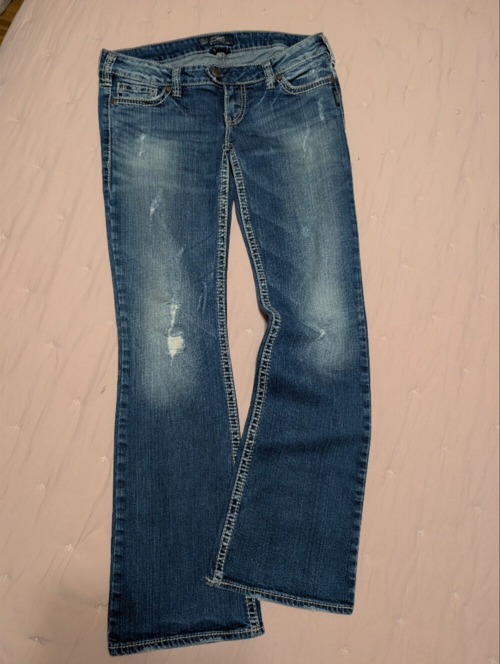 Silver Jeans Co. Tuesday Low Rise Bootcut Distressed Denim W30 L33 Vintage Y2K